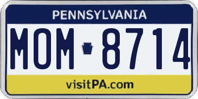 PA license plate MOM8714