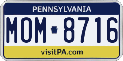 PA license plate MOM8716