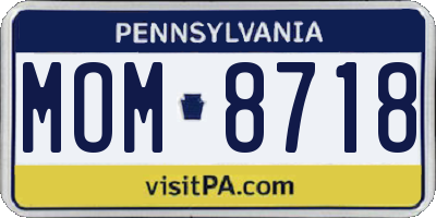 PA license plate MOM8718