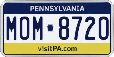 PA license plate MOM8720