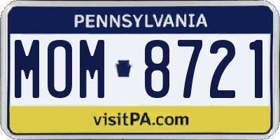 PA license plate MOM8721