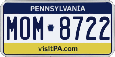 PA license plate MOM8722