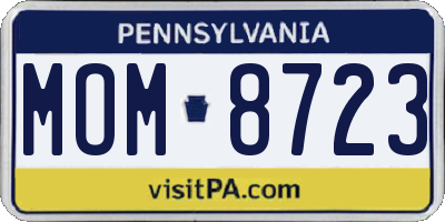 PA license plate MOM8723