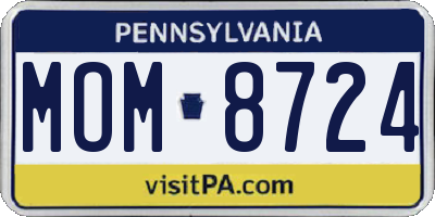PA license plate MOM8724