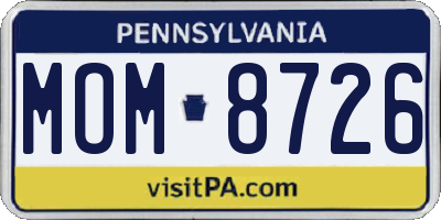 PA license plate MOM8726