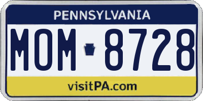 PA license plate MOM8728