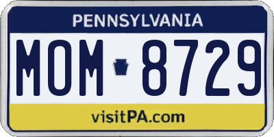 PA license plate MOM8729