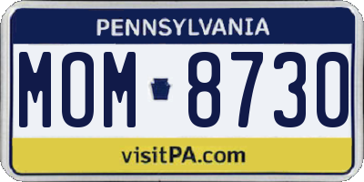 PA license plate MOM8730