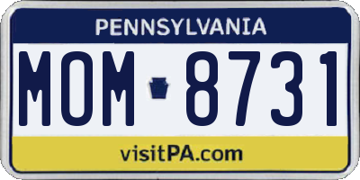 PA license plate MOM8731