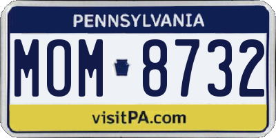 PA license plate MOM8732