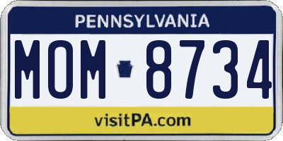 PA license plate MOM8734