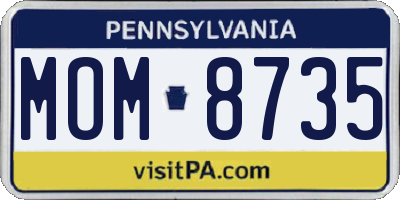 PA license plate MOM8735