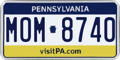 PA license plate MOM8740