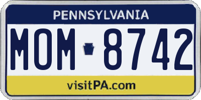 PA license plate MOM8742
