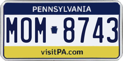 PA license plate MOM8743