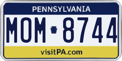 PA license plate MOM8744