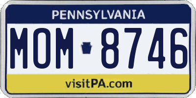 PA license plate MOM8746