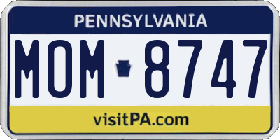 PA license plate MOM8747
