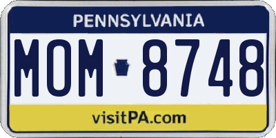 PA license plate MOM8748