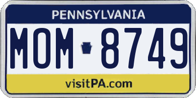 PA license plate MOM8749