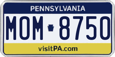 PA license plate MOM8750