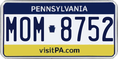 PA license plate MOM8752