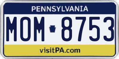 PA license plate MOM8753