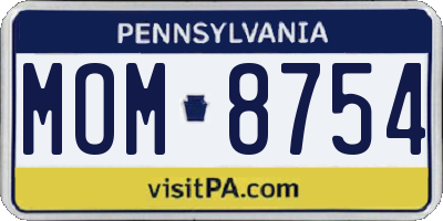PA license plate MOM8754