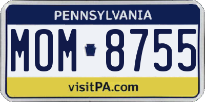 PA license plate MOM8755