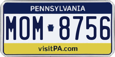 PA license plate MOM8756