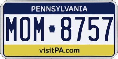 PA license plate MOM8757