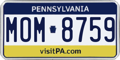 PA license plate MOM8759