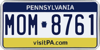PA license plate MOM8761