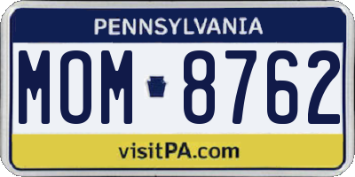 PA license plate MOM8762