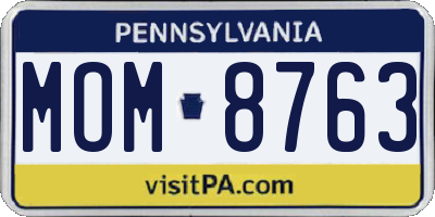 PA license plate MOM8763