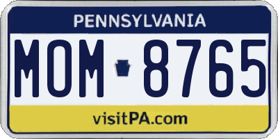 PA license plate MOM8765