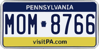 PA license plate MOM8766