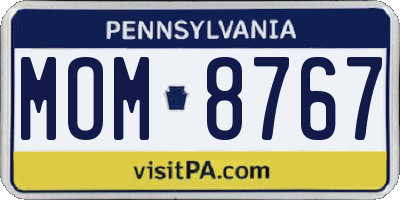 PA license plate MOM8767