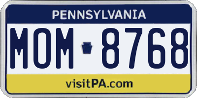 PA license plate MOM8768