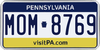 PA license plate MOM8769