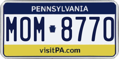 PA license plate MOM8770