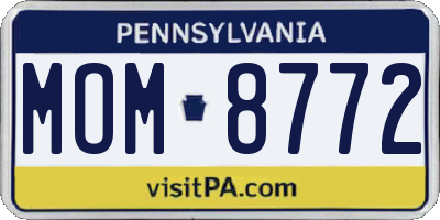 PA license plate MOM8772