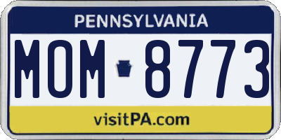 PA license plate MOM8773