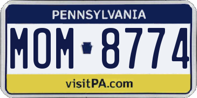 PA license plate MOM8774