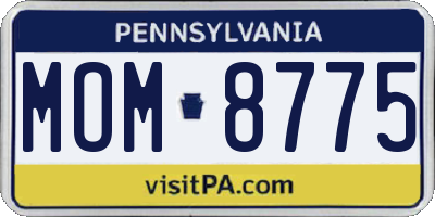 PA license plate MOM8775