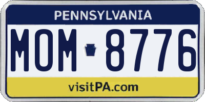 PA license plate MOM8776