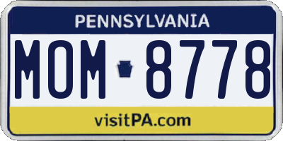PA license plate MOM8778