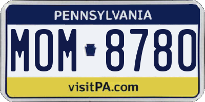 PA license plate MOM8780