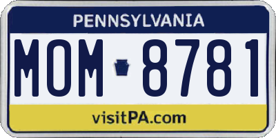 PA license plate MOM8781