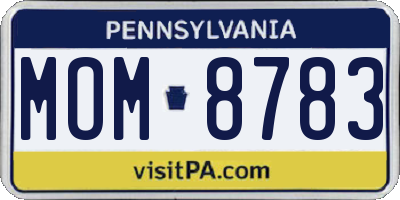 PA license plate MOM8783